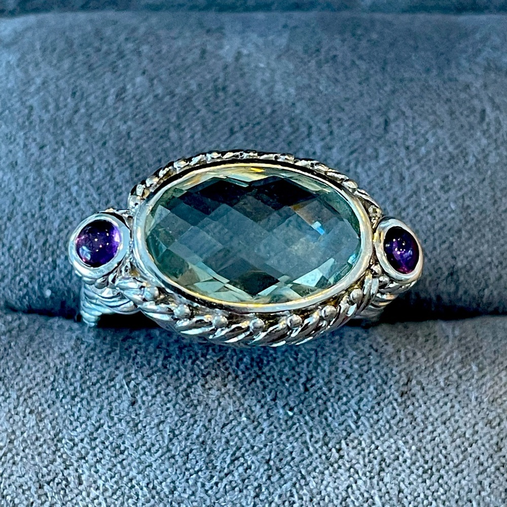 Silver marked 925 with Quartz and Amethyst Ring